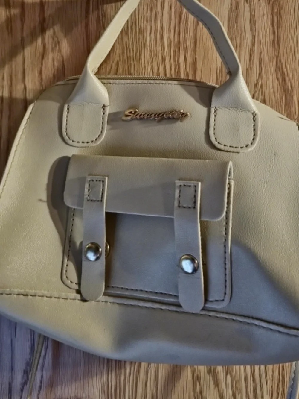 Cream Crossbody Satchel - Women's Handbag